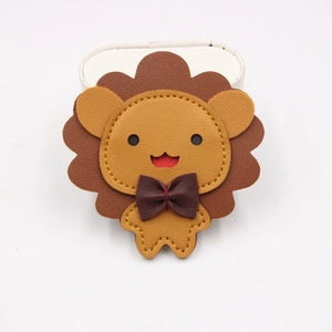 Cute Cartoon Lion PU Leather Hanging Ornament DIY Phone Case Wristband Decoration Lion Head Bag Charm Decorative Pendant
