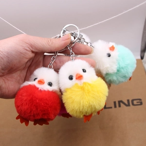 Porte-clés Poussin en Peluche Mignon Pendentif Animal en Fausse Fourrure Alliage pour Sac à Dos Sac à Main Femme Filles Cadeau Kawaii