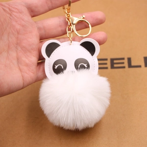 Süßer Panda Plüsch Schlüsselanhänger mit Goldverschluss für Taschen und Autoschlüssel
