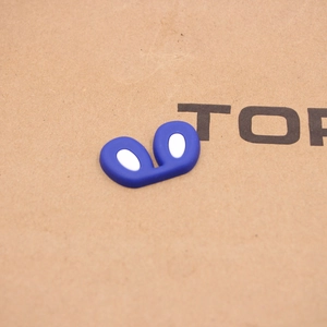 Detailed macro view of cute blue silicone eye accessories for DIY toy crafts