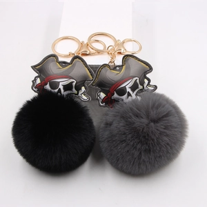 Portachiavi Pompon Teschio Pirata Stile Dark Scheletro Palla Pelliccia Sintetica Ciondolo Borsa Halloween Ornamento Regalo Unisex