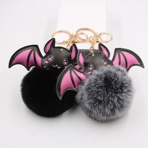 Halloween Chauve-Souris Sombre Porte-Clés Pompon Peluche Fausse Fourrure Pendentif Sac Mignon Animal Ornement Suspendu Cadeau