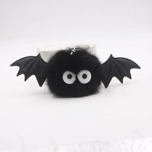 Cute Bat Plush Keychain Faux Fur Ball Bag Pendant Halloween Devil Wings Accessory For Handbag Backpack Women Kids Gift