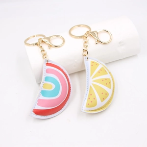 Portachiavi Creativo in Pelle PU con Motivo a Fetta di Limone e Arcobaleno per Donna Ciondolo per Borsa Gancio a Moschettone in Metallo Dorato Gioielli Regalo