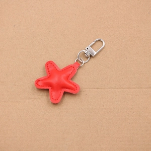 Mini 4.5cm red star leather pendant with silver metal lobster clasp for bags and zippers