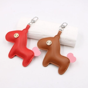 Porte-clés Mignon en Cuir PU Poney Pour Femmes Bijou de Sac Avec Signe Dollar en Strass et Détail en Cœur Accessoires Forme Cheval