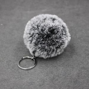 Faux Rabbit Fur Pom Pom Keychain Soft Gradient Plush Ball Keyring For Women Bag Charm Purse Handbag Accessories Car Hanging Decor