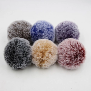 Set of 6 colorful 8cm faux rabbit fur pom poms for bags and fashion accessories