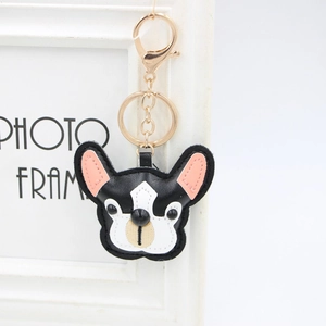 Simpatico Portachiavi in Pelle PU Bulldog Francese Ciondolo per Borsa Cane Cartone Animato Portachiavi Metallico per Auto Donna Uomo Accessori per Ornamenti Zaino