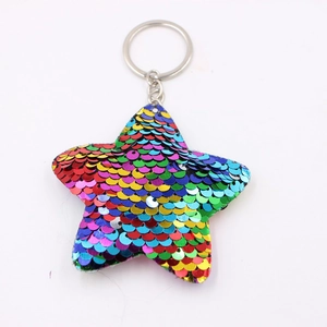 Portachiavi a stella con paillettes colorate cangianti e anello argento per Natale