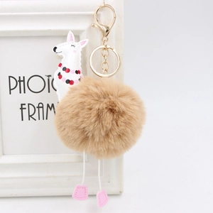 Simpatico Portachiavi con Pompon di Peluche a Forma di Alpaca per Donne Ragazze Morbido Ciondolo da Borsa a Forma di Lama Animale Accessorio Portachiavi in Metallo Decorativo
