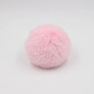 Soft pink 8cm faux rabbit fur pom pom keychain charm for bags and car accessories