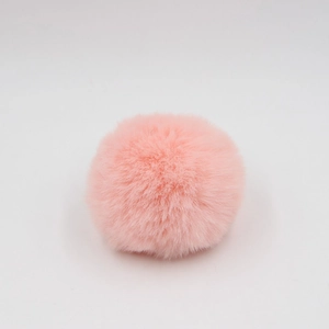 Pluffy pink faux rabbit fur ball pendant accessory for bags and keychains