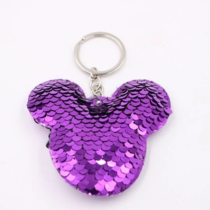 Portachiavi con paillettes viola a forma di Mickey per ciondoli borse da donna eleganti