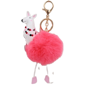 Portachiavi alpaca in peluche rosa con chiusura dorata per decorazione borsa Natale