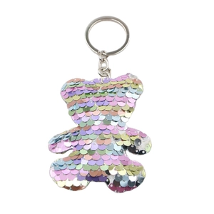 Porte-clés ours à paillettes colorées avec fermoir argenté pour sacs et clés
