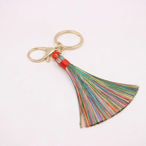 Porte-clés à Gland en Fausse Fourrure Bohème Pendentif de Sac en Alliage d'Or Anneau Porte-clés de Voiture pour Femme