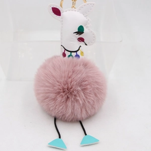 Porte-clés alpaga en peluche rose avec fermoir doré pour accessoire de sac à main
