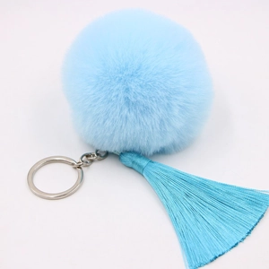 Bohemian Faux Fur Pom Pom Keychain For Women Soft Tassel Bag Charm Plush Ball Keyring For Purse Backpack Car Accessory