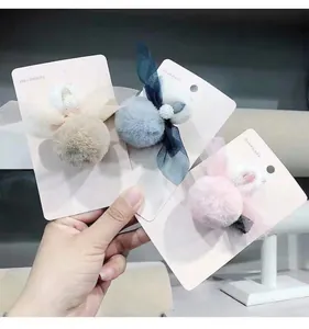 Barrettes à cheveux en peluche pour filles avec nœuds en résille et perles