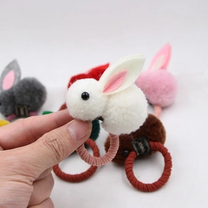 Cute Plush Rabbit Ear Hair Ties And Hair Clips For Kids Women Korean Style Faux Fur Bunny Ball Hair Accessories Headwear