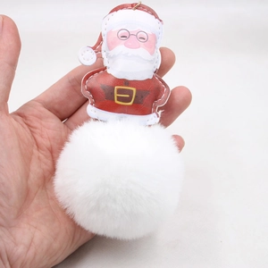 Portachiavi Babbo Natale con pompon di pelliccia sintetica per borse da donna e auto