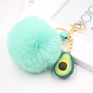 Cute Fruit Plush Keychain Artificial Fur Pompom Bag Charm Avocado Watermelon Pineapple Banana Pattern Pendant For Women Gift