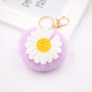 Mignon Porte-clés Pompon aux Fruits et Fleurs Boule en Peluche de Fausse Fourrure Pendentif de Sac Avocat Fraise Bijoux