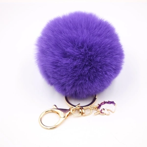 Cute Faux Fur Pom Pom Keychain Alloy Enamel Unicorn Pendant Soft Plush Bag Charm For Women Girls Accessory Decoration