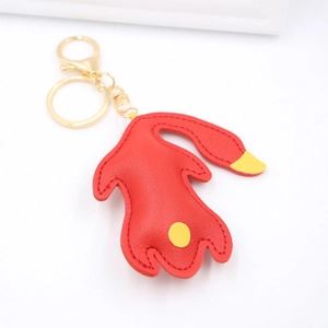 Creative Peking Duck PU Leather Keychain Cartoon Animal Bag Charm Golden Metal Lobster Clasp Car Key Pendant Unique Gift