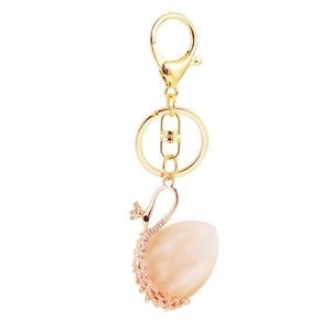 Eleganter Schwan-Schlüsselanhänger in Gold mit Opalstein und Strass für Autotaschen