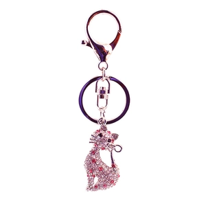 Portachiavi gatto con cristalli e strass rosa per accessori per borse da donna eleganti