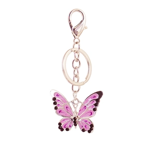 Squisito portachiavi a farfalla viola con moschettone argento per accessorio borsa donna