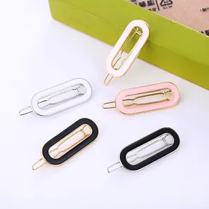 Minimalist Oval Alloy Enamel Hair Clip Metal Bangs Clip Elegant Geometric Side Clip Hair Accessories For Women Girls Jewelry