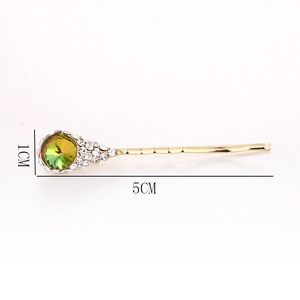 Barrette à fleurs dorée élégante avec cristal jaune et strass blancs, taille 5cm x 1cm