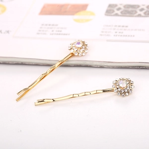 Barrettes dorées ondulées avec strass en forme de tournesol et cristaux colorés