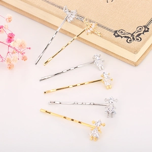 Fermagli per Capelli in Lega di Zinco Zirconia in Stile Coreano Ballerina Oro Argento Forcine per Capelli per Ragazze