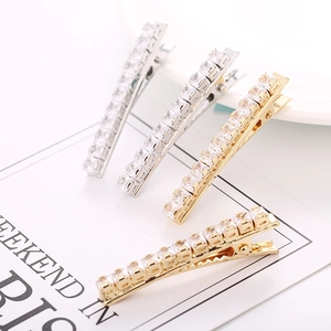 Elegant four-piece set of zircon duckbill hair clips in gold and silver finish