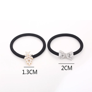Elastici per capelli con fiocco in zircone e foglia, dimensioni 1,3 cm e 2 cm