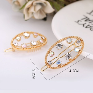 Barrettes à cheveux ovales dorées évidées avec strass au design vintage élégant