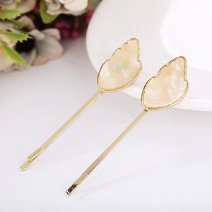 Chic acetate ice cream hair clips set with golden metal base and pearlescent shell texture