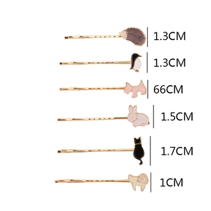 Sechser-Set trendige Tier-Haarklammern aus Goldlegierung mit Igel- und Hasen-Designs