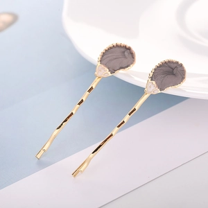 Haarklammer-Set aus goldenem Metall mit süßem Igel-Emaille-Design und grauem Marmor