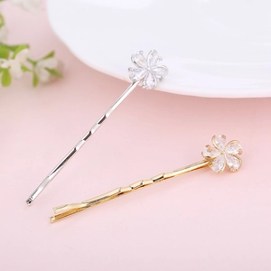 Squisiti fermagli per capelli a fiore in zircone oro e argento con cristalli lucidi