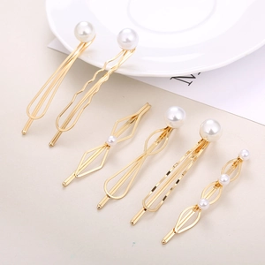 Lot de 6 barrettes à cheveux en perles dorées au design minimaliste et élégant