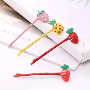 Barrettes à Cheveux Forme de Fruits Alliage Résine Fraise Ananas Carotte Épingles à Cheveux Accessoires de Coiffure pour Filles Femmes