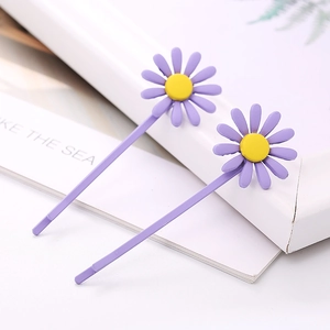 Lot de barrettes à cheveux tournesol violet avec finition en métal mat élégant