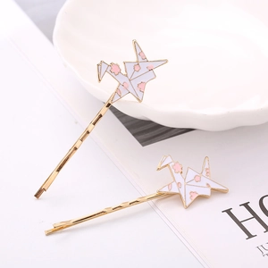 Fermagli per capelli a gru origami con motivi di ciliegio e placcatura in oro fine