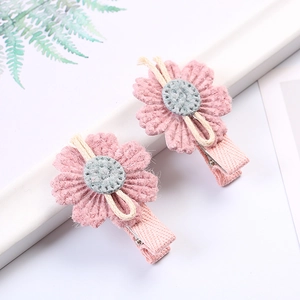 Paar Haarspangen aus Stoff im koreanischen Stil mit rosa Blumen für Mädchen und Frauen