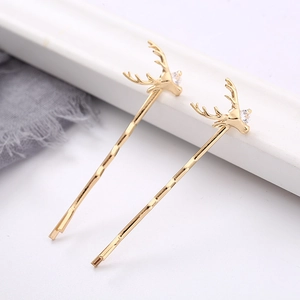 Eleganti fermagli per capelli a forma di cervo dorato con zirconi in stile minimalista